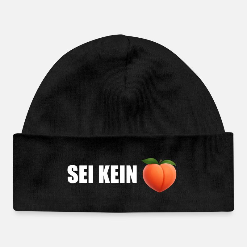Don't be a Peach - Baby Organic Beanie - black
