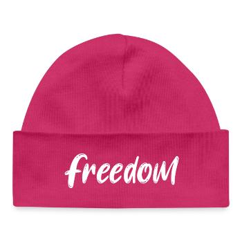 Freedom Brush Script Monochrome Statement - Baby Organic Mütze - hot Pink - Vorne