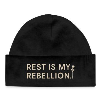 Le calme, c’est la rébellion. Soft Life Self Care - Bonnet bébé bio - noir - Devant