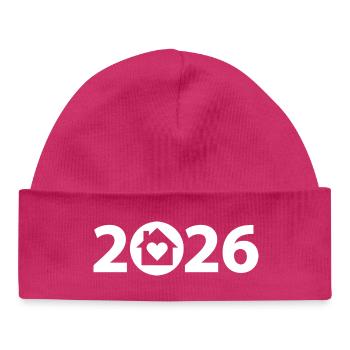 Bauherr 2026, Einweihungsparty 2026, Heim 2026 - Baby Organic Mütze - hot Pink - Vorne