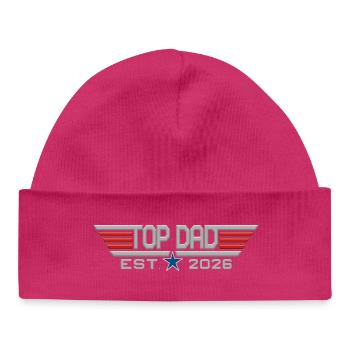Top dad Est. 2026 - Baby Organic Beanie - hot pink - Front