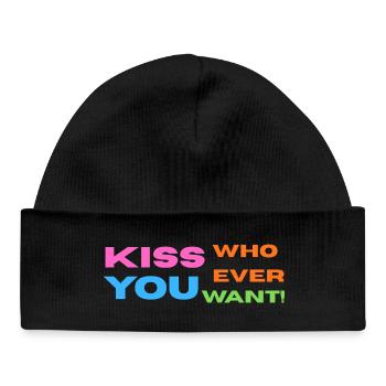 Pride / CSD / LGBTQ+ Design "Kiss" - Baby Organic Beanie - black - Front