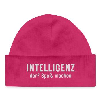 L’intelligence peut être amusante Conception d’affirmations - Bonnet bébé bio - hot pink - Devant