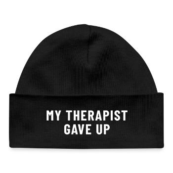 My therapist gave up - Baby Organic Beanie - black - Front