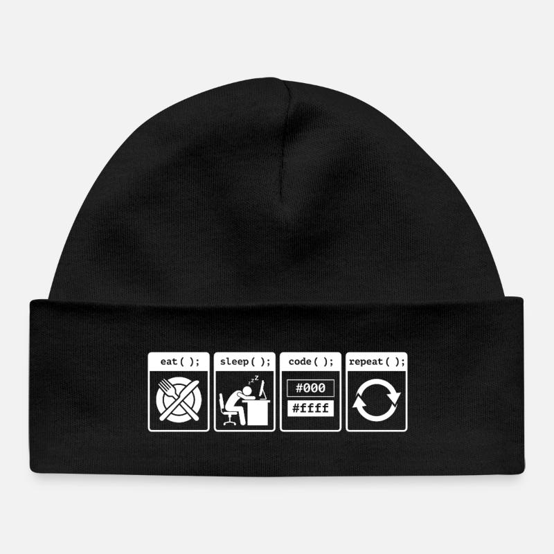 Eat Sleep Code Repeat – Coder Workflow Design - Baby Organic Mütze - Schwarz