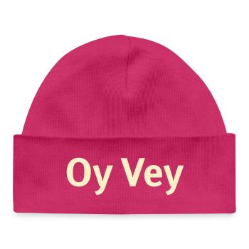 Oy Vey Exclamation - Baby Organic Beanie - hot pink - Front