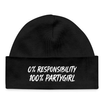 0% Verantwortung 100% Partygirl - Baby Organic Mütze - Schwarz - Vorne