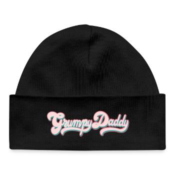 Grumpy Daddy Retro Script - Farbe "Sports Bra" - Baby Organic Mütze - Schwarz - Vorne