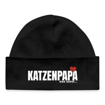 Katzenpapa mit Herz - Baby Organic Mütze - Schwarz - Vorne