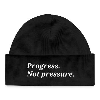 Progress. Not pressure. - Baby Organic Beanie - black - Front