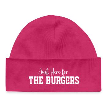 Just Here for The Burgers - Baby Organic Beanie - hot pink - Front