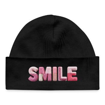 Plush Smile Lettering Patchwork Trend - Baby Organic Beanie - black - Front