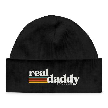 Real Daddy, Fatherhood Retro Style - Baby Organic Beanie - black - Front
