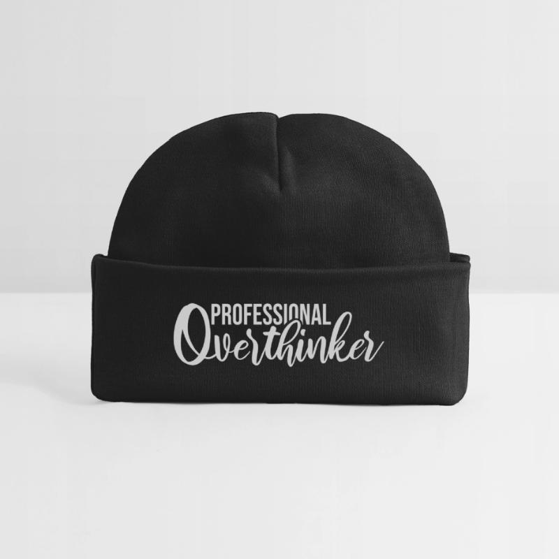 Professional Overthinker Funny Brooding Anxiety Logo Baby Organic Beanie