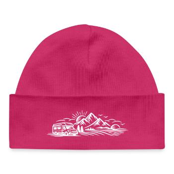 Camping Car Landscape - Baby Organic Beanie - hot pink - Front