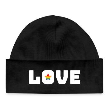 Love Star Rainbow white lgbt csd tshirt - Baby Organic Beanie - black - Front