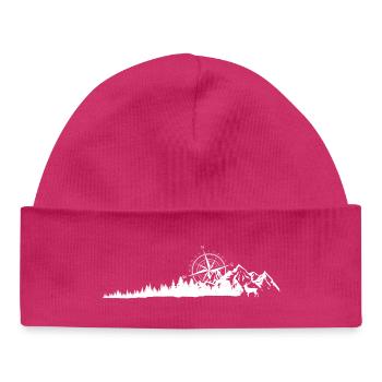 Kompass Bergkamm Silhouette - Baby Organic Mütze - hot Pink - Vorne