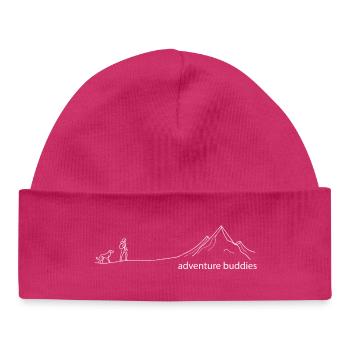 Copains d’aventure Randonnée avec chien Animaux Amour de la montagne - Bonnet bébé bio - hot pink - Devant