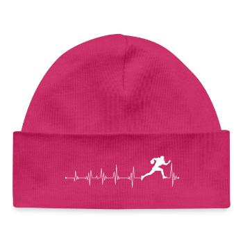 Conception de silhouette de course à pied de cœur - Bonnet bébé bio - hot pink - Devant