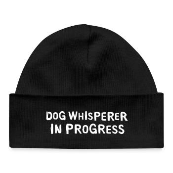 Drôle de chien chuchotant disant - Logo des amoureux des chiens - Bonnet bébé bio - noir - Devant