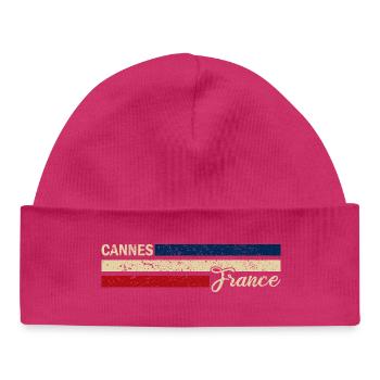 France - Cannes - France - Flag - Stripes - Baby Organic Beanie - hot pink - Front