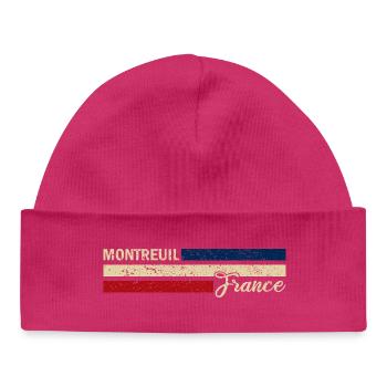 France - Montreuil - France - Bandes de drapeau - Bonnet bébé bio - hot pink - Devant
