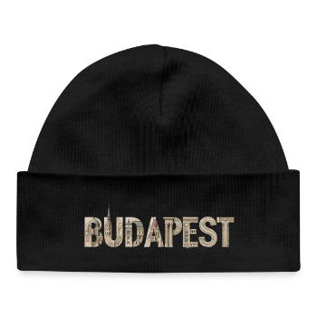 BUDAPEST – Architectural Typography Design - Baby Organic Mütze - Schwarz - Vorne
