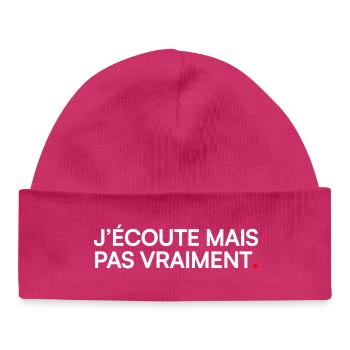 I listen but not really office humor - Baby Organic Beanie - hot pink - Front
