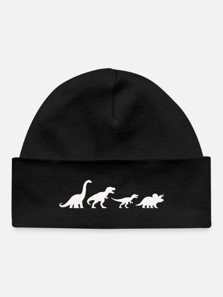 Dino silhouettes in retro style - Baby Organic Beanie - black