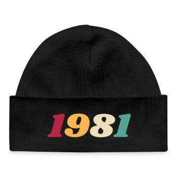 1981 Geschenk 1981 Geburtstag 1981 Rückblick 1981 - Baby Organic Mütze - Schwarz - Vorne