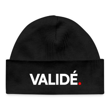 VALIDÉ | Expression humour minimaliste - Bonnet bébé bio - noir - Devant