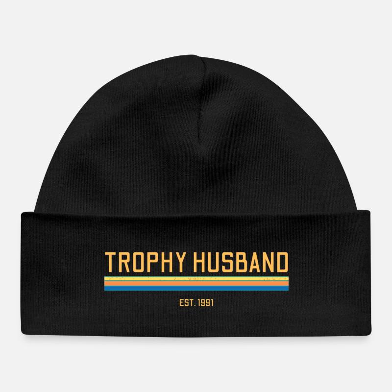 Trophy Husband 1991 anniversaire du hasband rétro - Bonnet bébé bio - noir