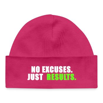 No excuses. Just results. - Baby Organic Beanie - hot pink - Front