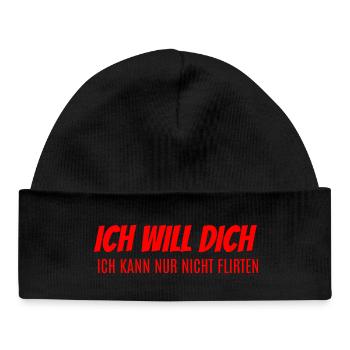 Ich will dich kann nicht flirten - Baby Organic Mütze - Schwarz - Vorne