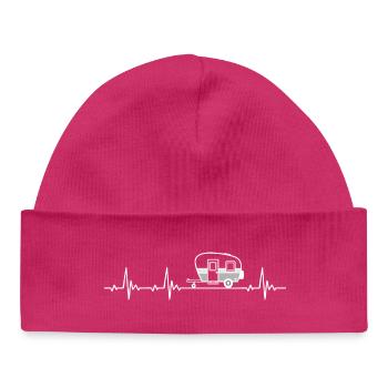Caravan Camping Heartbeat for nature lovers - Baby Organic Beanie - hot pink - Front