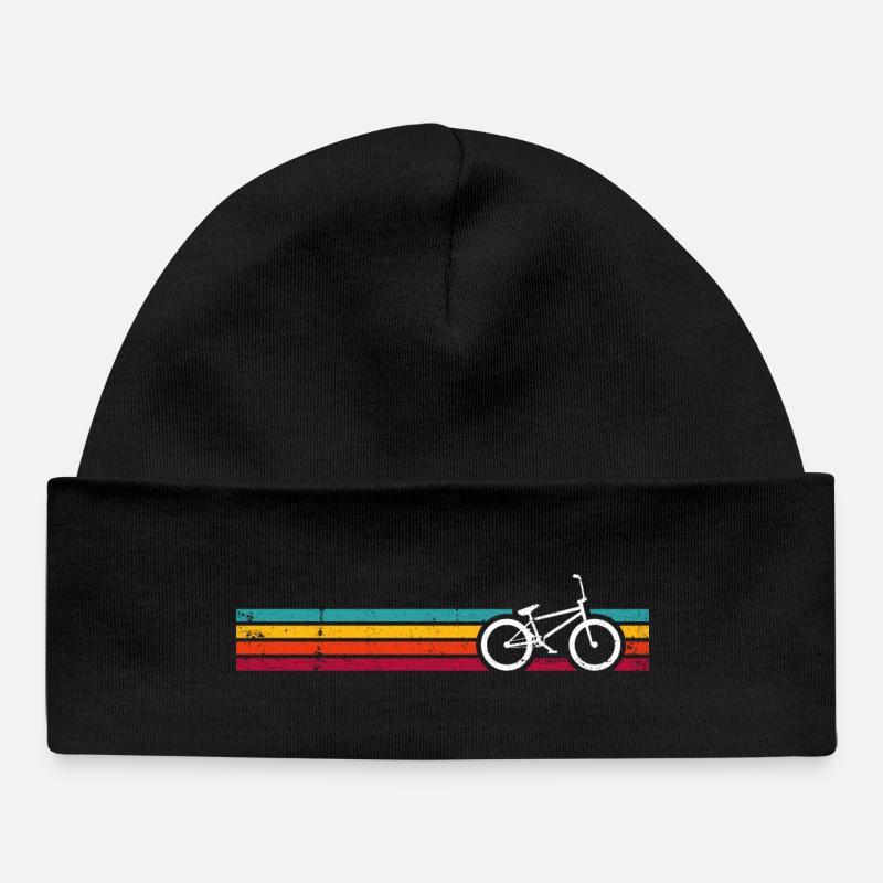 Rayures de vélo arc-en-ciel rétro - Bonnet bébé bio - noir