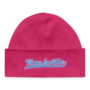 Nashville Script mit Schwunglinie - Baby Organic Mütze - hot Pink - Vorne