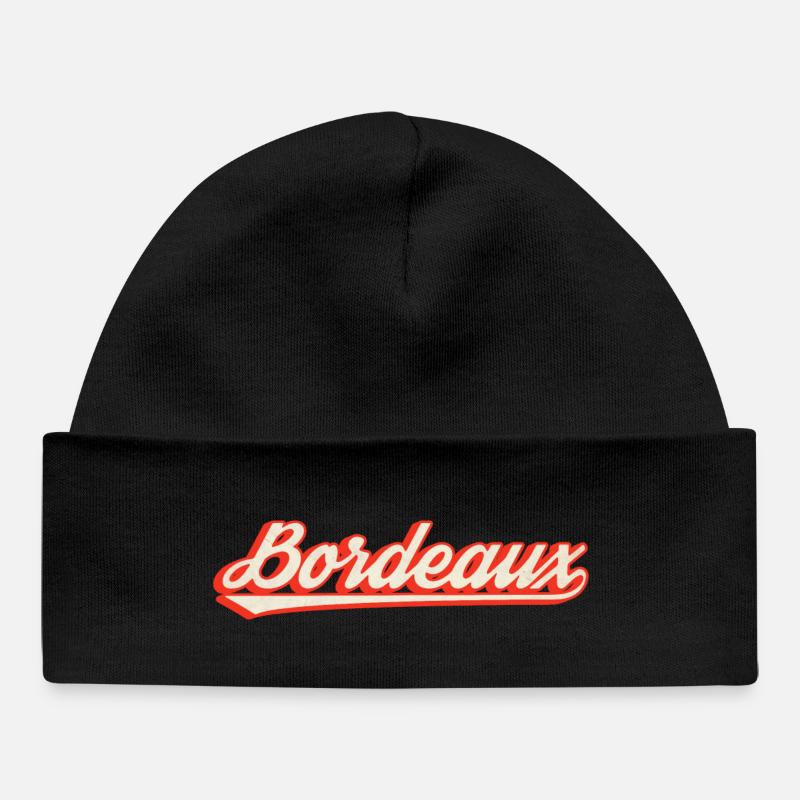 Lettrage rétro de Bordeaux - Bonnet bébé bio - noir