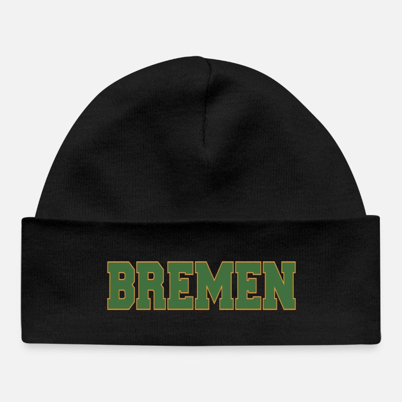 Lettrage en bloc de Brême vert et or - Bonnet bébé bio - noir