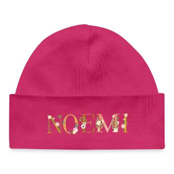 NOEMI name decorated with flowers - Baby Organic Beanie - hot pink - Front