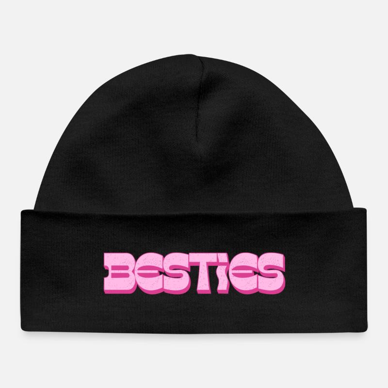 Besties – Déclaration rose pour l’amitié - Bonnet bébé bio - noir