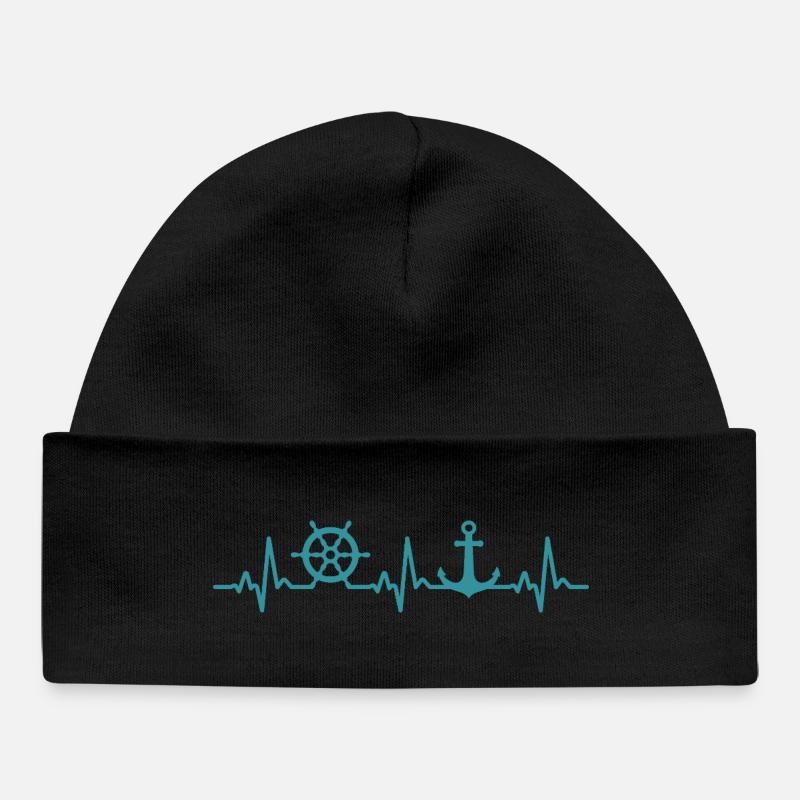 bateau battement de coeur marin capitaine - Bonnet bébé bio - noir