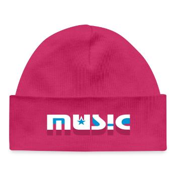 Lettrage de musique 3D avec étoiles - Bonnet bébé bio - hot pink - Devant