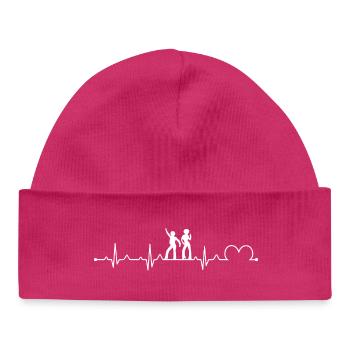 Disco Heartbeat Lifeline Retro Dance Pulse - Baby Organic Beanie - hot pink - Front