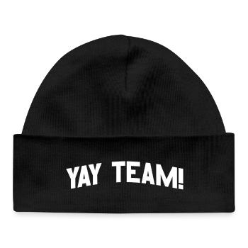 Hourra, l’équipe ! Hourra, équipe de fans de sport sans méfiance - Bonnet bébé bio - noir - Devant