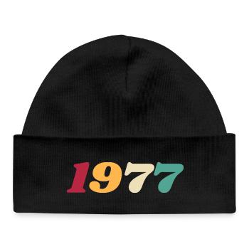 1977 Geschenk 1977 Geburtstag 1977 Retro 1977 - Baby Organic Mütze - Schwarz - Vorne