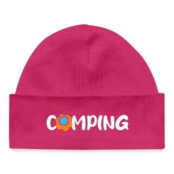 Camping Blume Comic Caravan Van Life Wohnmobil Fan - Baby Organic Mütze - hot Pink - Vorne