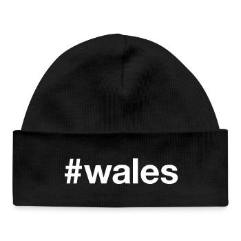 WALES Hashtag - Baby Organic Beanie - black - Front