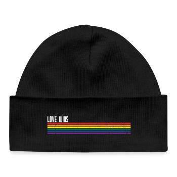 Rainbow Stripes Pride Overlay - Baby Organic Beanie - black - Front