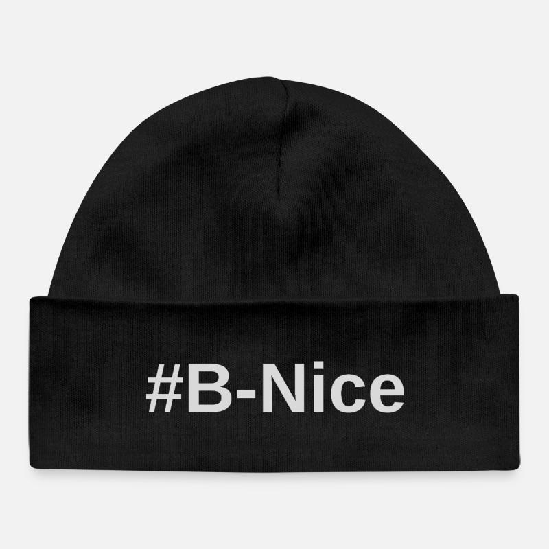 #B-nice print - Baby Organic Beanie - black